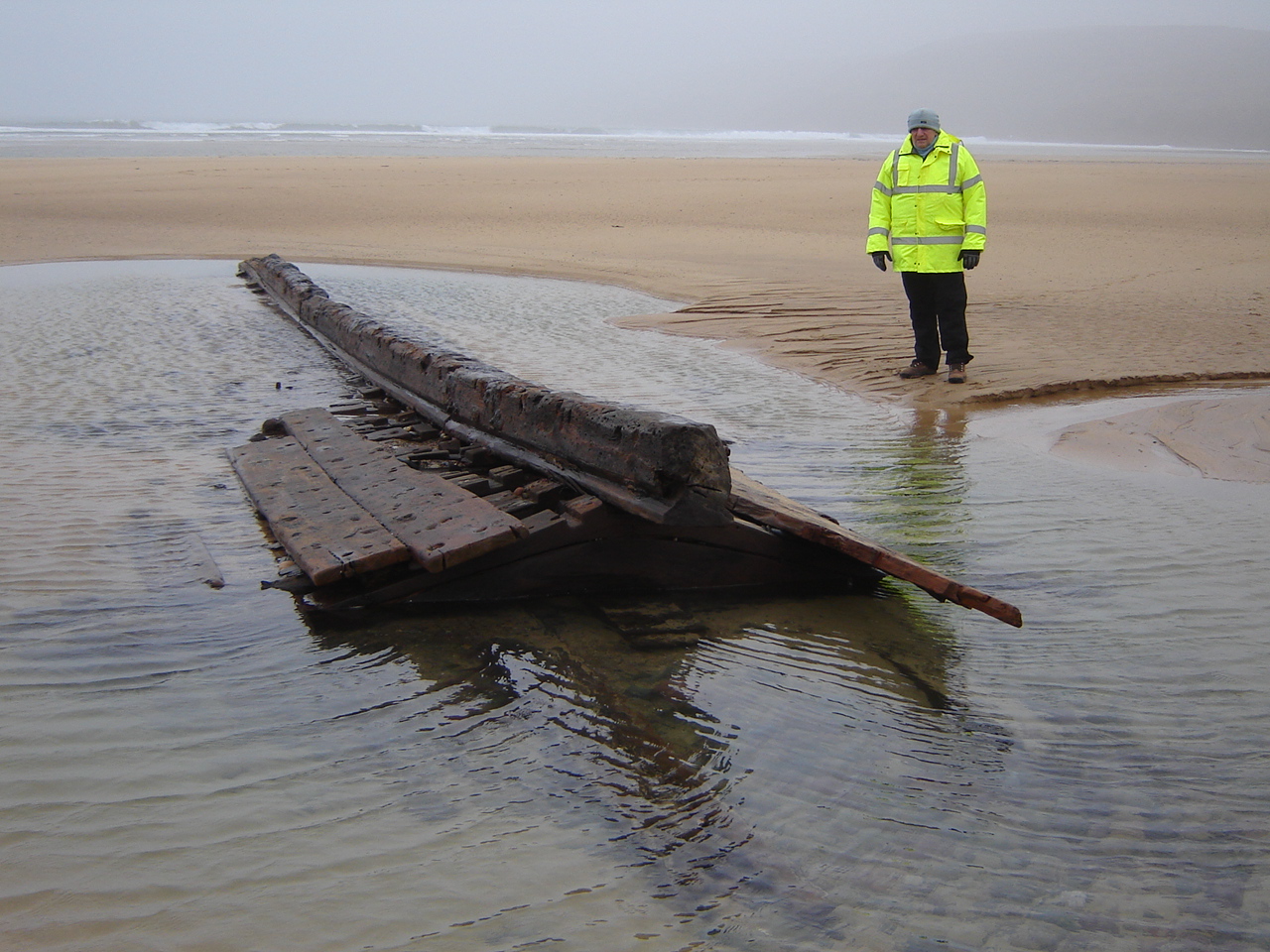 The Freshwater West Beach Wreck Viewed from Shoreward